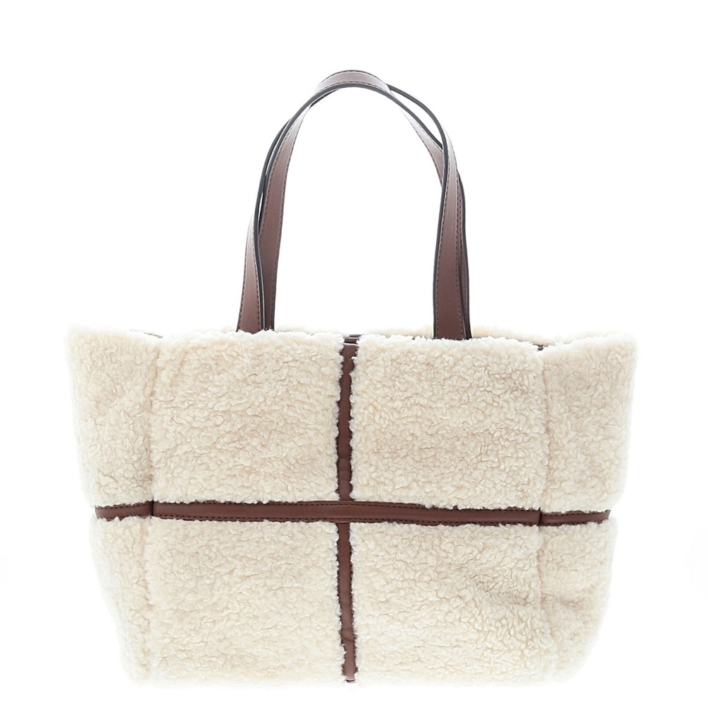 NWT Cream and Brown Tote Bag - Picture 3 of 3